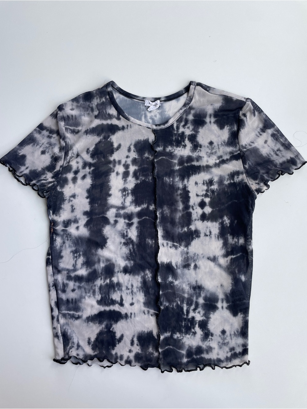 Garage Black & Cream Tie-Dye Mesh Short Sleeve Tee